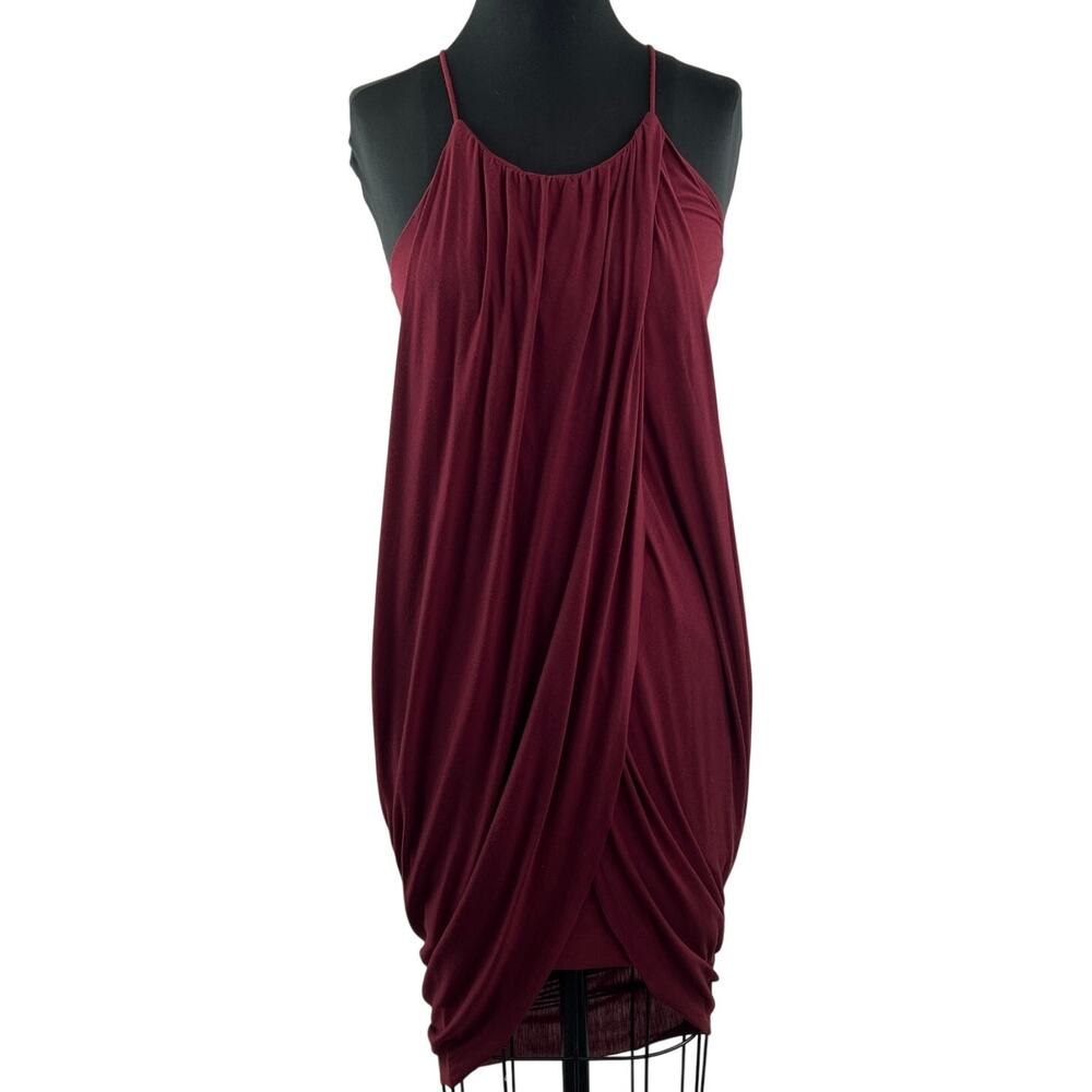 Burgundy Draped Dress Sweetheart Neck Casual Party/Cocktail Size Small S